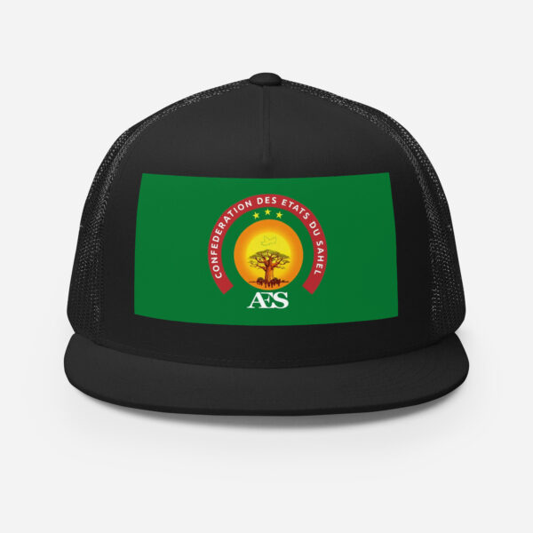 Casquette Trucker AES – Modèle “Souveraineté” | Style urbain, Drapeau du Sahel - Impression avant