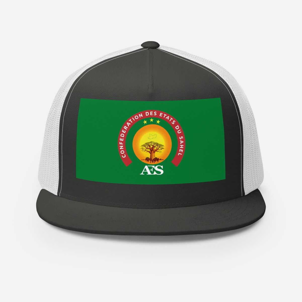 Casquette Trucker AES – Modèle “Souveraineté” | Style urbain, Drapeau du Sahel - Impression avant – Image 5