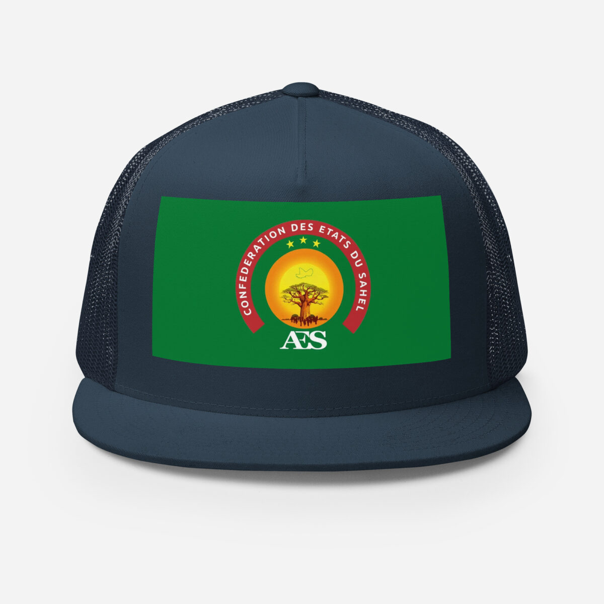 Casquette Trucker AES – Modèle “Souveraineté” | Style urbain, Drapeau du Sahel - Impression avant – Image 7