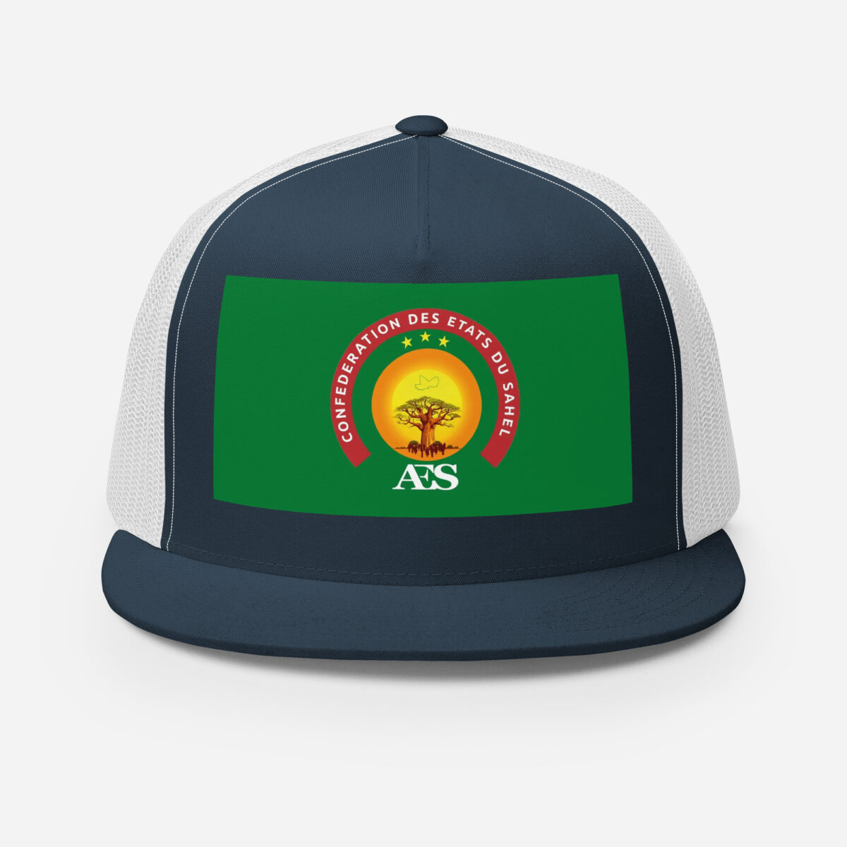 Casquette Trucker AES – Modèle “Souveraineté” | Style urbain, Drapeau du Sahel - Impression avant – Image 8