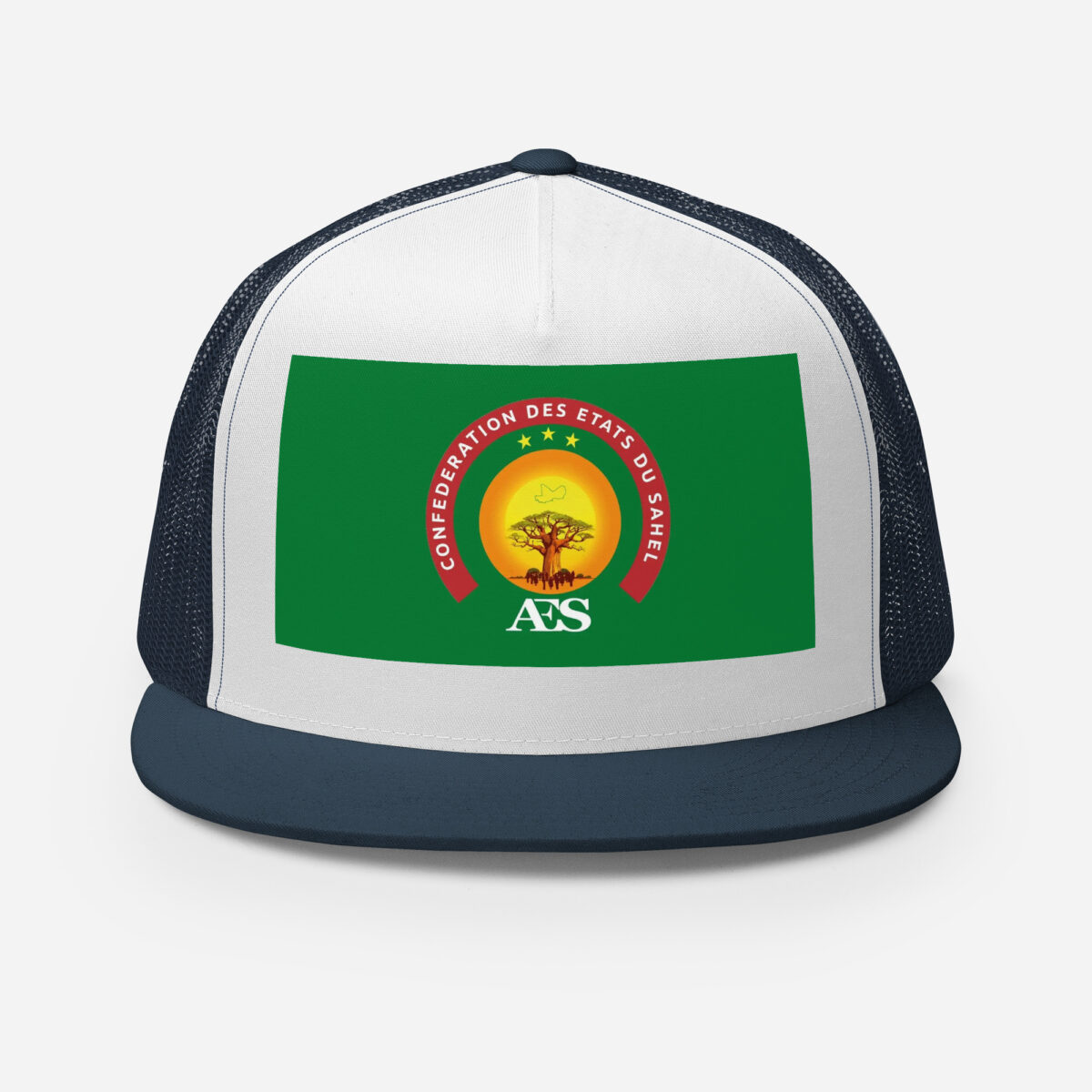 Casquette Trucker AES – Modèle “Souveraineté” | Style urbain, Drapeau du Sahel - Impression avant – Image 9