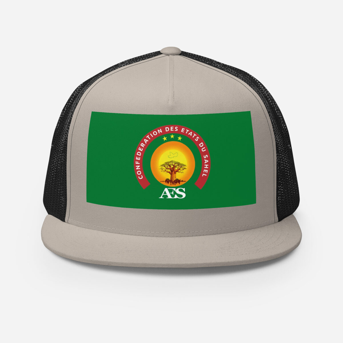 Casquette Trucker AES – Modèle “Souveraineté” | Style urbain, Drapeau du Sahel - Impression avant – Image 12