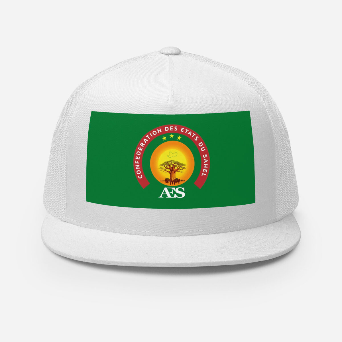 Casquette Trucker AES – Modèle “Souveraineté” | Style urbain, Drapeau du Sahel - Impression avant – Image 13