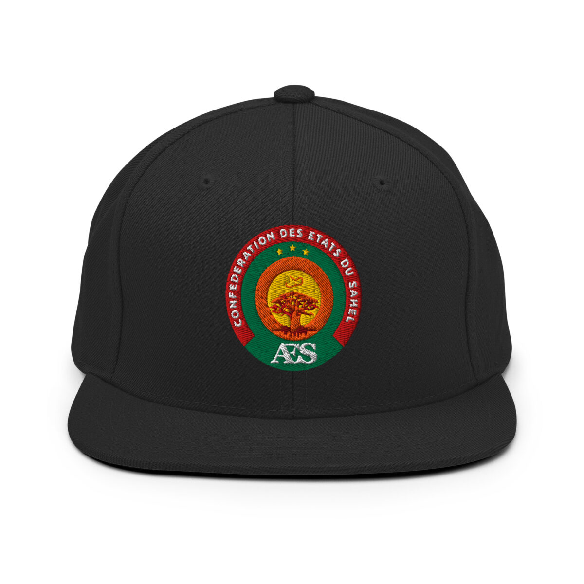 Casquette Snapback AES - Sceau Officiel de la Confédération du Sahel - Broderie avant – Image 1