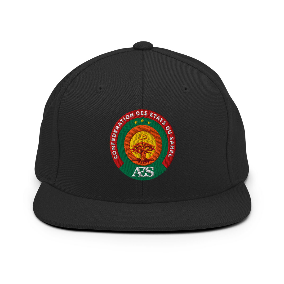 Casquette Snapback AES - Sceau Officiel de la Confédération du Sahel - Broderie avant – Image 1