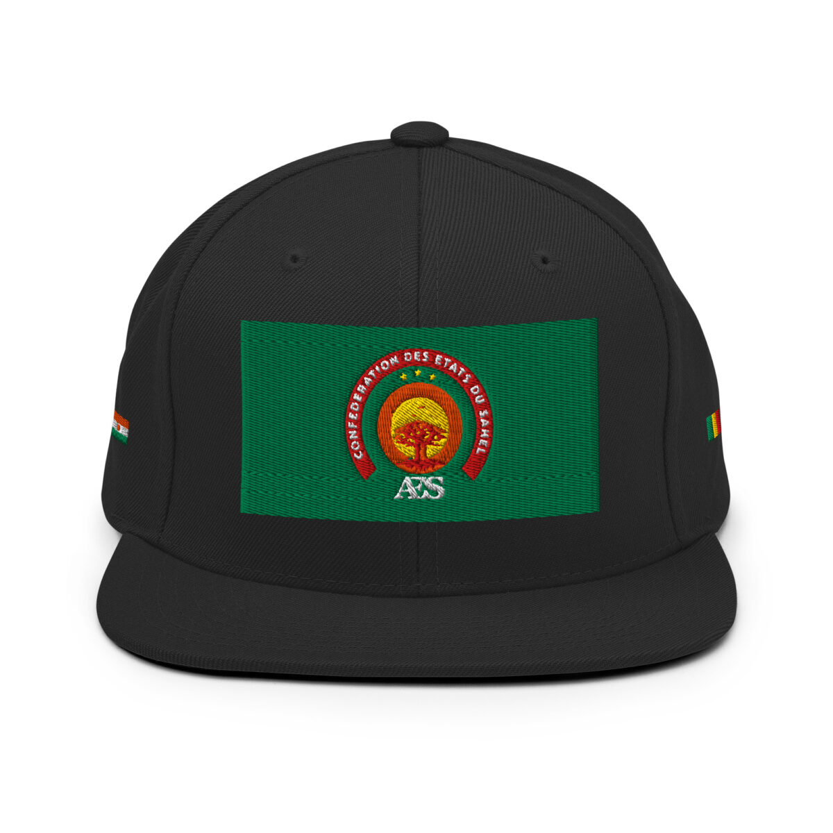 Casquette Snapback AES – Fierté et Unité du Sahel - Broderie avant, cotés et arrière – Image 1