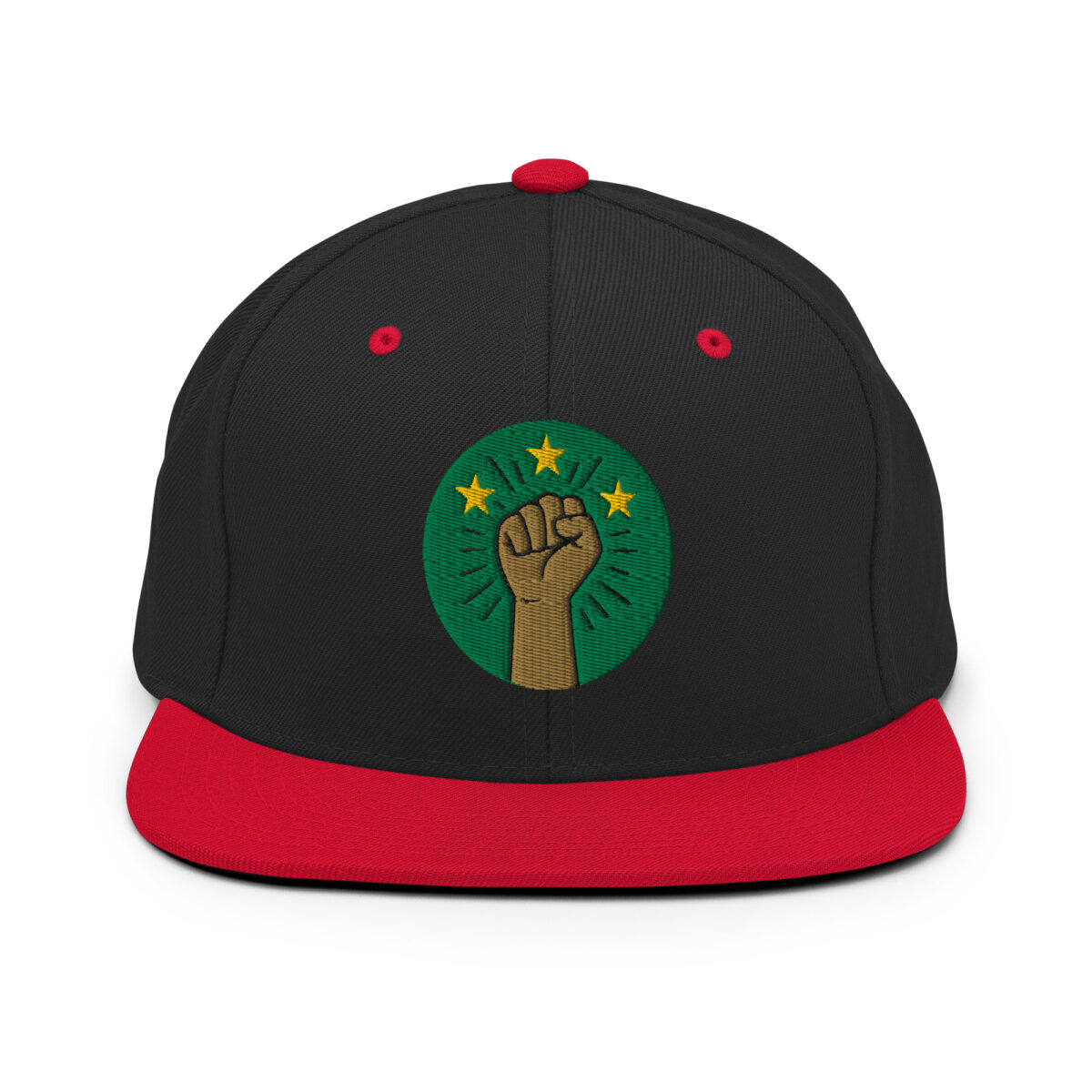 Casquette Snapback AES – Poing Africain & Étoiles de l’Unité - Broderie avant et arrière – Image 4