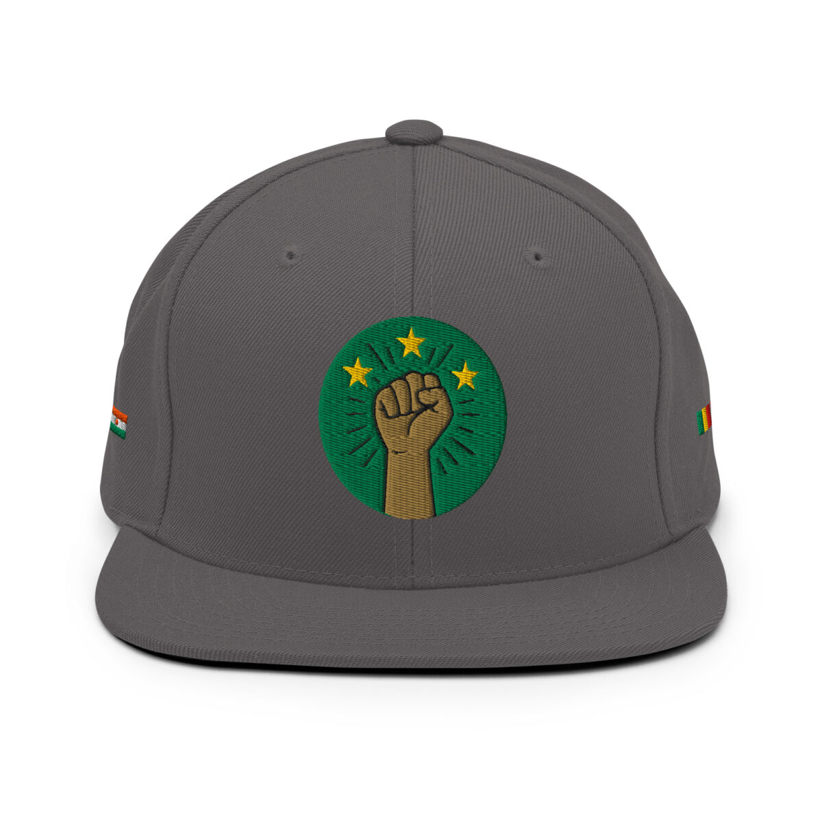 Casquette Snapback AES - Poing Africain & Étoiles de l’Unité - Broderie avant, cotés et arrière – Image 7