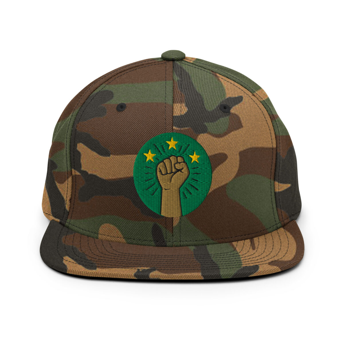 Casquette Snapback AES – Poing Africain & Étoiles de l’Unité - Broderie avant et arrière – Image 9
