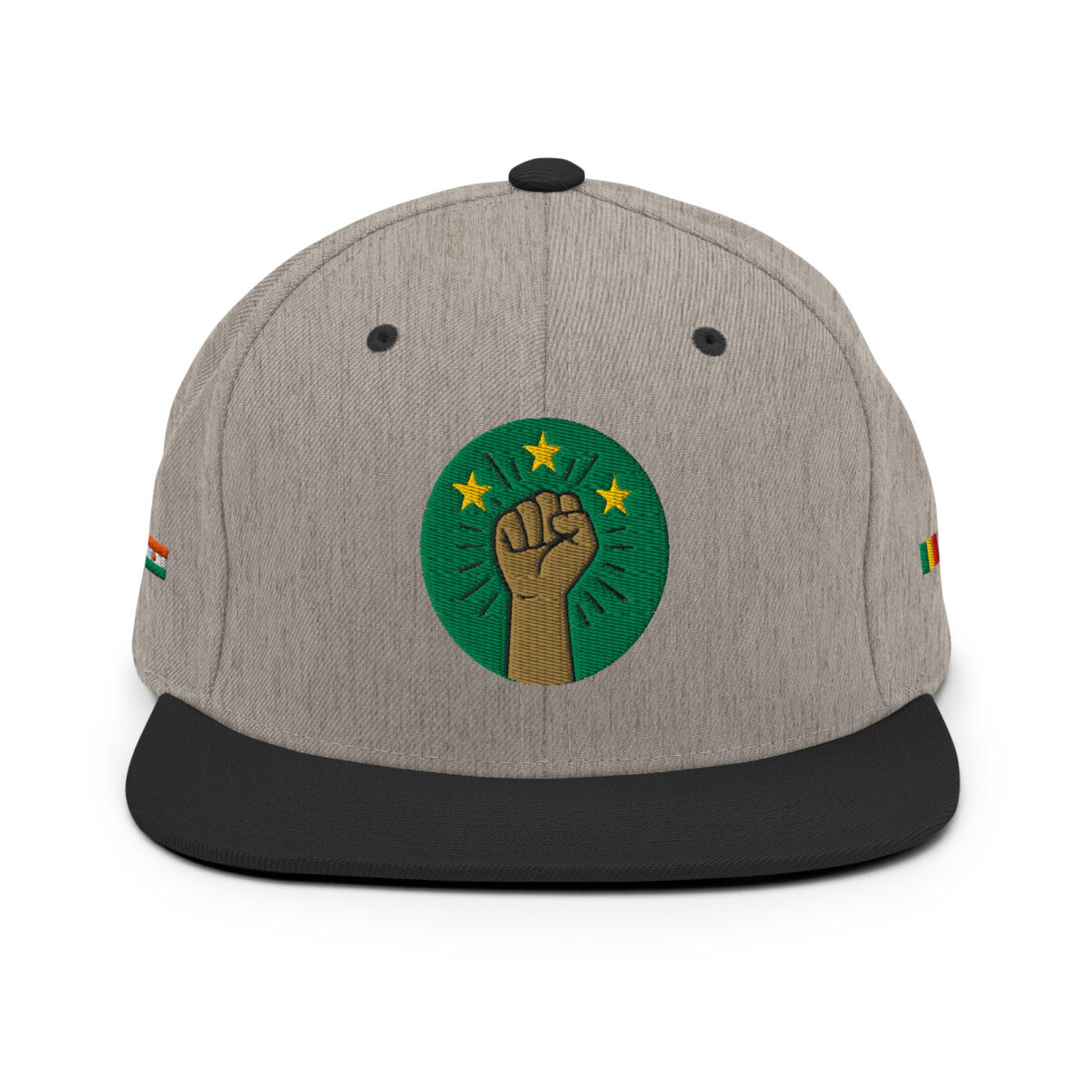 Casquette Snapback AES - Poing Africain & Étoiles de l’Unité - Broderie avant, cotés et arrière – Image 15