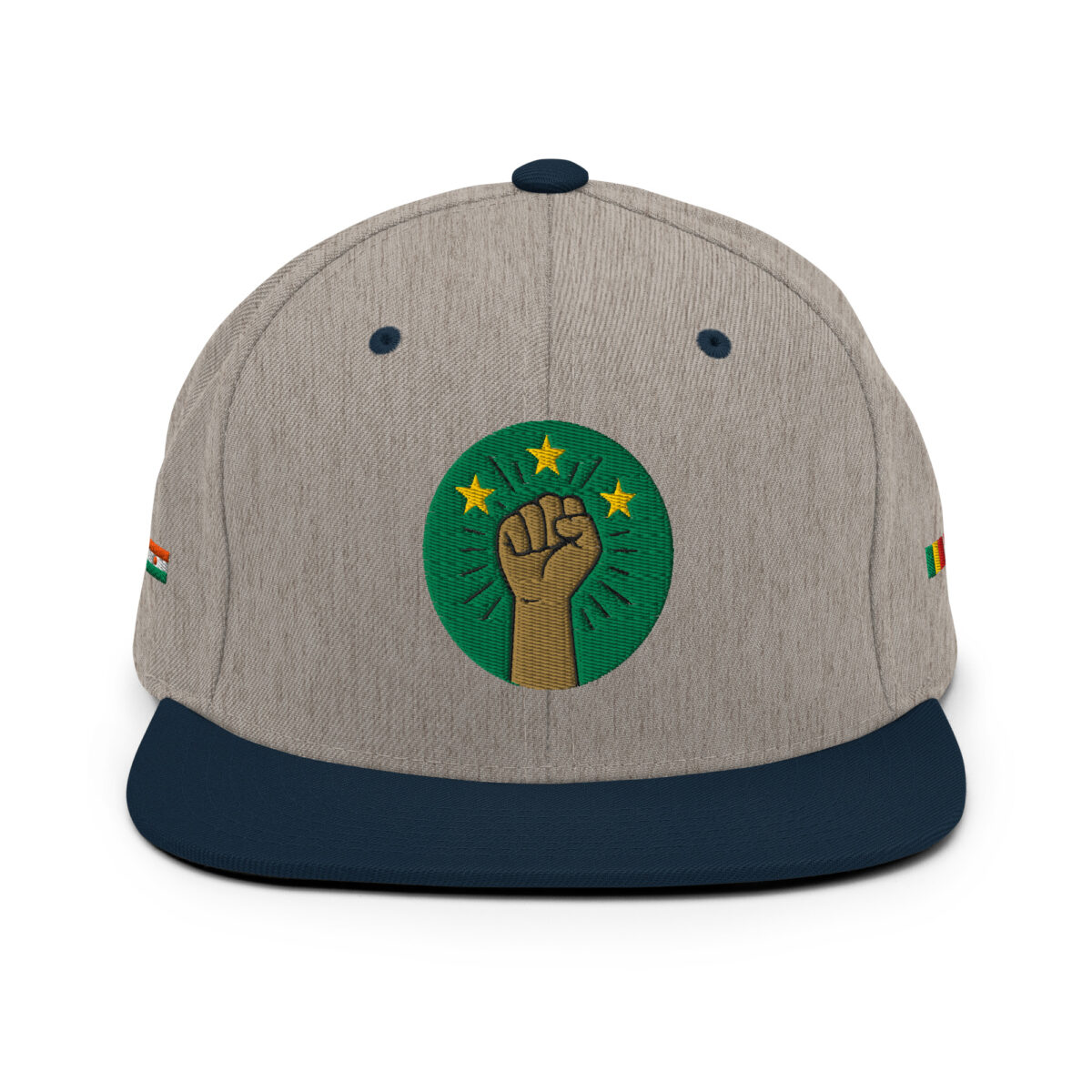 Casquette Snapback AES - Poing Africain & Étoiles de l’Unité - Broderie avant, cotés et arrière – Image 11