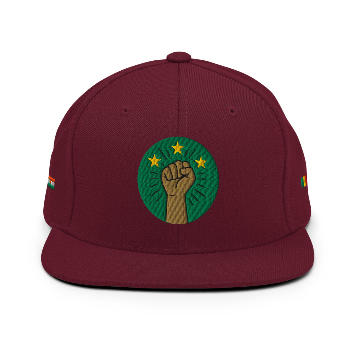 Casquette Snapback AES - Poing Africain & Étoiles de l’Unité - Broderie avant, cotés et arrière – Image 16