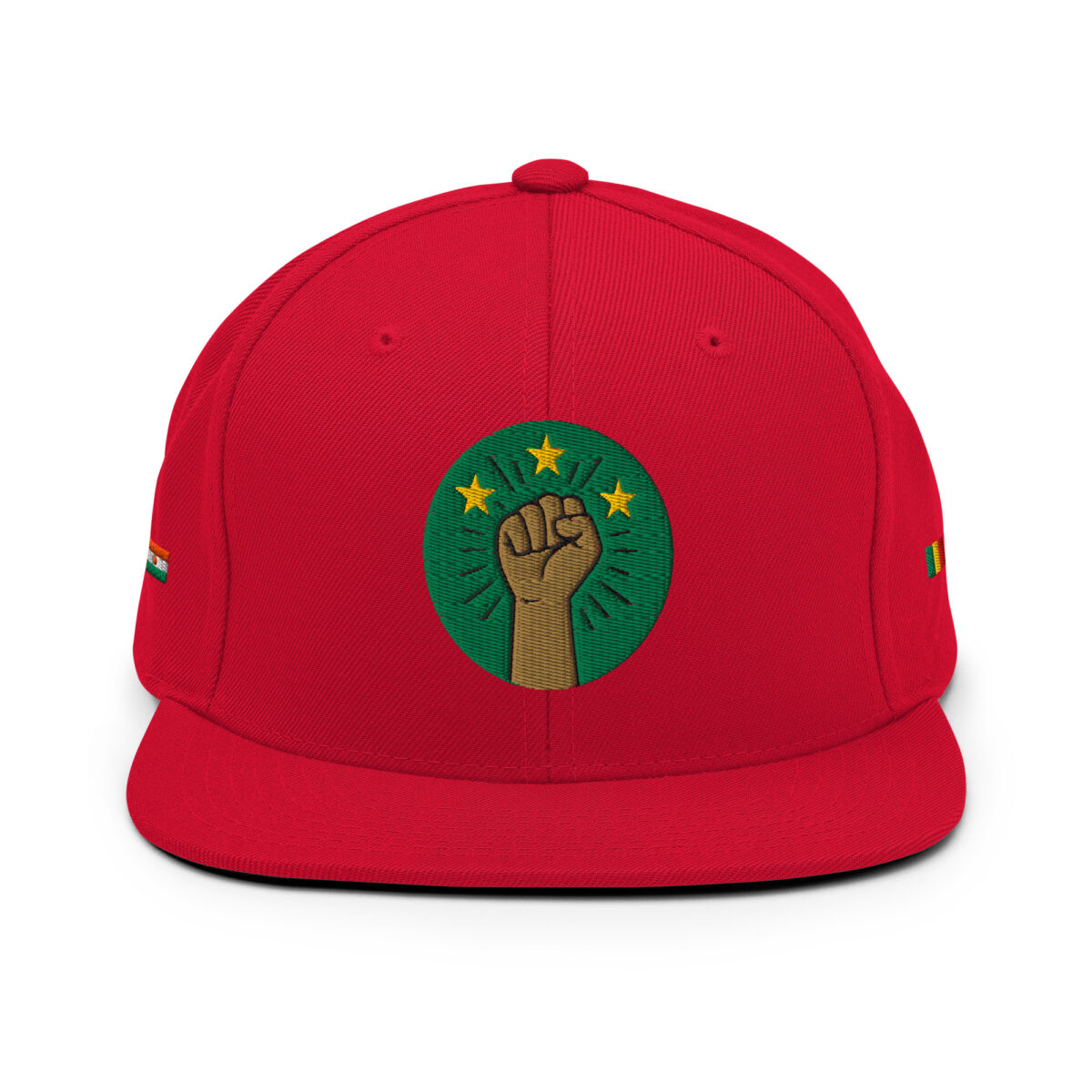 Casquette Snapback AES - Poing Africain & Étoiles de l’Unité - Broderie avant, cotés et arrière – Image 24