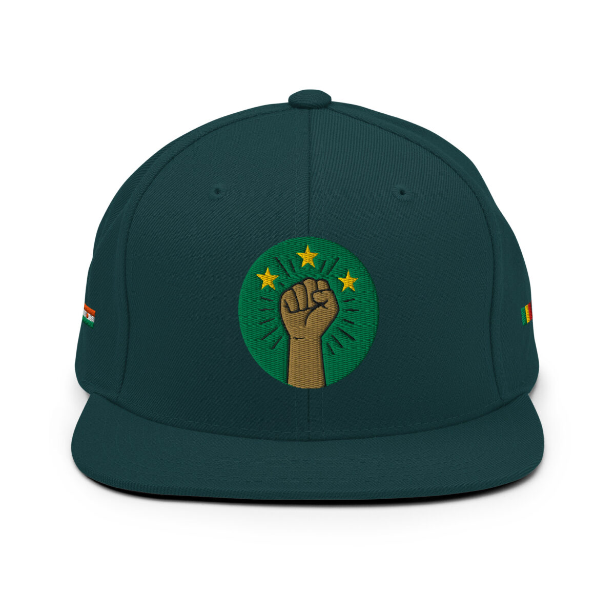 Casquette Snapback AES - Poing Africain & Étoiles de l’Unité - Broderie avant, cotés et arrière – Image 28