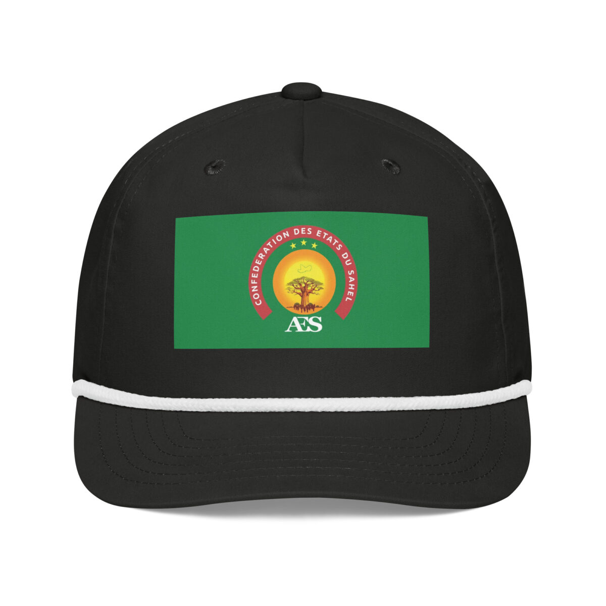 Casquette AES – Modèle “Souveraineté” | Drapeau officiel de la Confédération du Sahel - Impression avant – Image 1